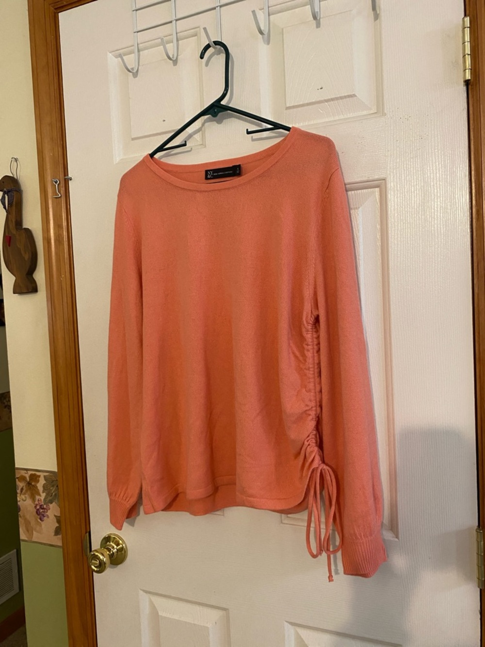 New York & Company Coral Side-Ruched Pullover Sweater